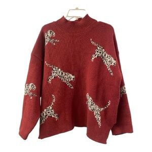 SHEIN LUNE Plus Size Animal Pattern Stand Collar Knit Sweater 2X